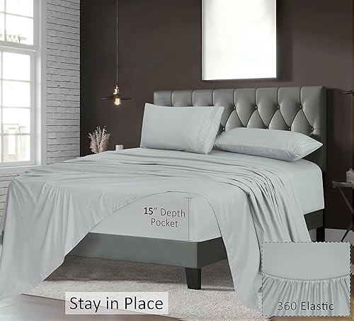 Miniatura 5 de RUVANTI Juego de sábanas tamaño California King, lujosa ropa de cama de microfibra suave y sedosa, acogedora y cómoda, bolsillo profundo de 15