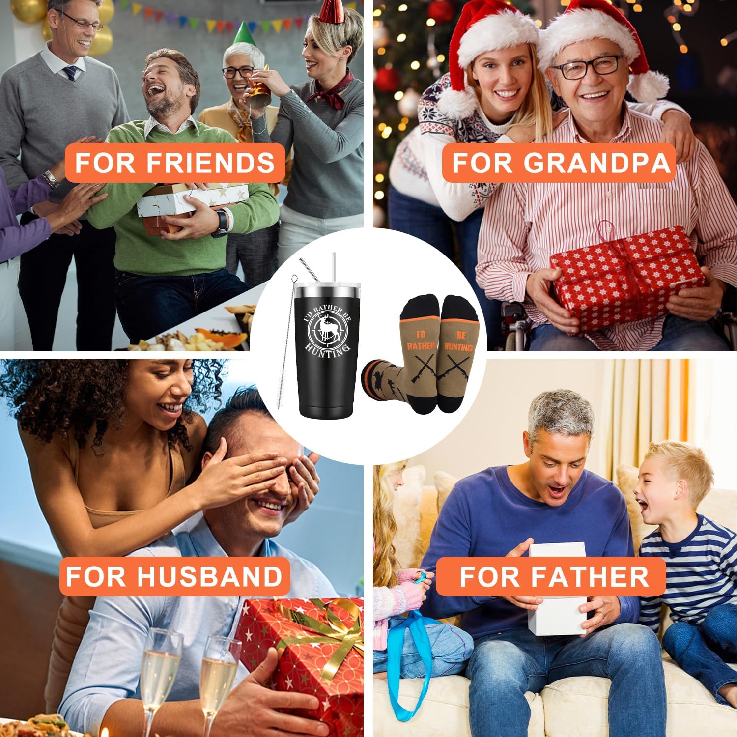 Hunting Gifts for Men, Insulated Tumbler 20 oz Coffee Travel Mug and Funny Socks, Hunter Christmas Gifts for Him Dad Husband Boyfriend Grandpa Son - Image 4