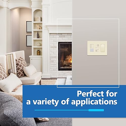 Miniatura 221 de LIDER - Cubierta decorativa de interruptor doble con acabado mate, placa de pared sin tornillos, tamaño mediano, 2 bandas, 4.88 x 4.92 pulgadas