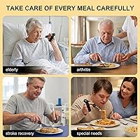 Vista 7 de Adaptive Utensils - Juego de cubiertos con peso de 4 piezas para temblores de manos y manos inestables, cucharas y tenedores flexibles