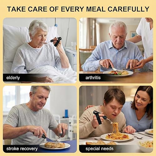 Miniatura 7 de Adaptive Utensils - Juego de cubiertos con peso de 4 piezas para temblores de manos y manos inestables, cucharas y tenedores flexibles para