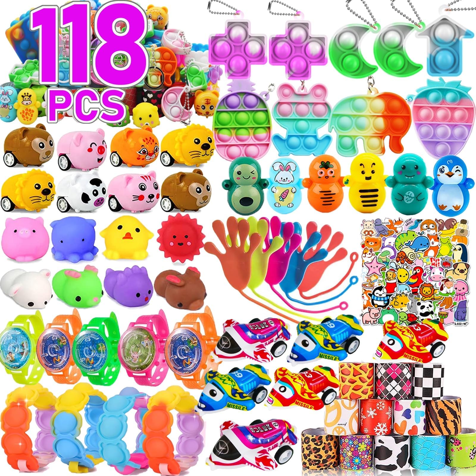 Mctuoba 128 Pack Party Favor for Kids 4-8-12, Treasure Box Toys, School Classroom Prizes, Pinata Stuffers Goodie Bag Fillers, Treasure Chest Carnival Prizes