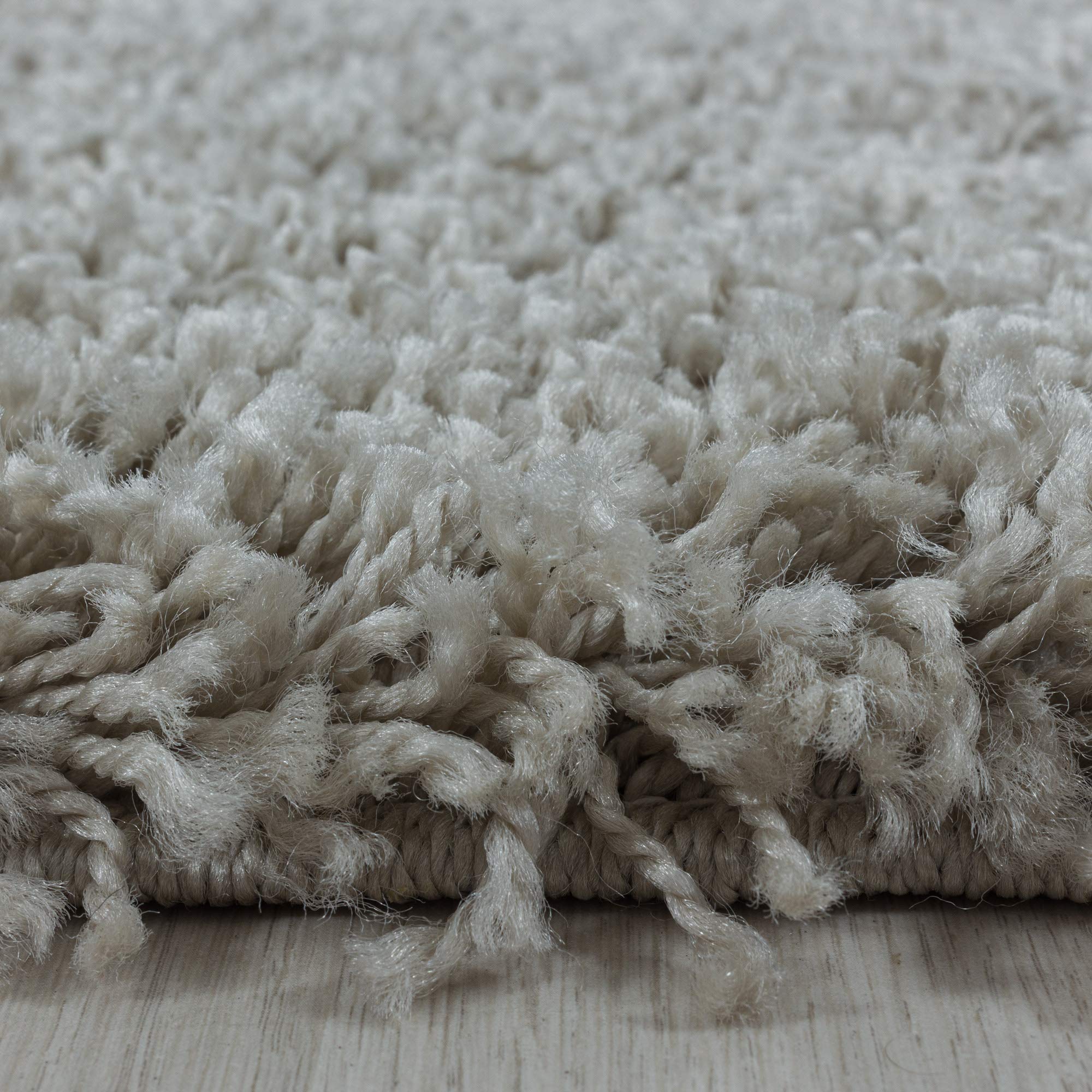 SIMPEX Alfombra Shaggy Redonda 120 cm Natural, Suave y esponjosa, Moderna Lisa, Ideal bajo Mesa Auxiliar