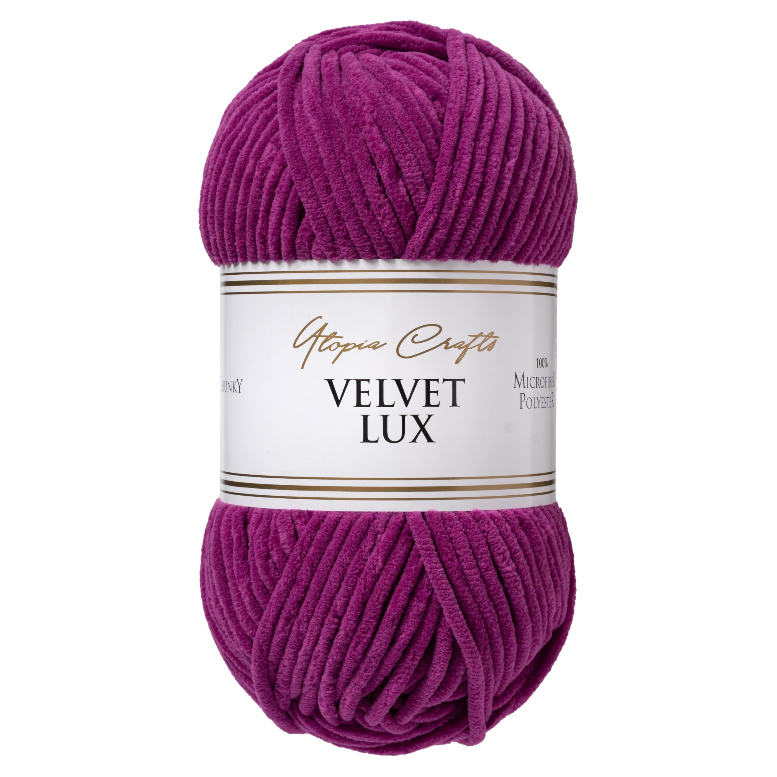 Utopia Crafts Velvet Lux Chenille Super Soft Chunky Yarn for Knitting and Crochet 100g (Berry Magenta)