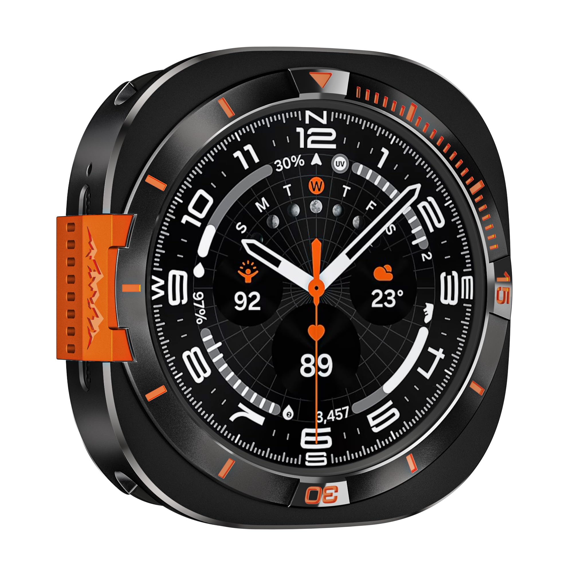VeveXiao Metalowe wytrzymałe etui 2 w 1, kompatybilne z Samsung Galaxy Watch 7 Ultra, aluminiowe, odporne na wstrząsy, ochronne etui do Galaxy Watch 7 Ultra (2025) 47 mm (czarno-pomarańczowe 2)