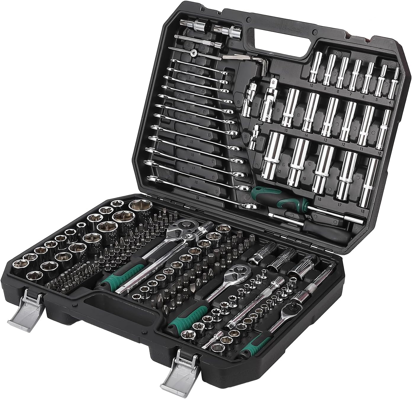 Mechanics Tools Kit and Socket Set 216 Piece, 1/2, 1/4, 3/8 Drive Sizes, Mechanic Tool Set