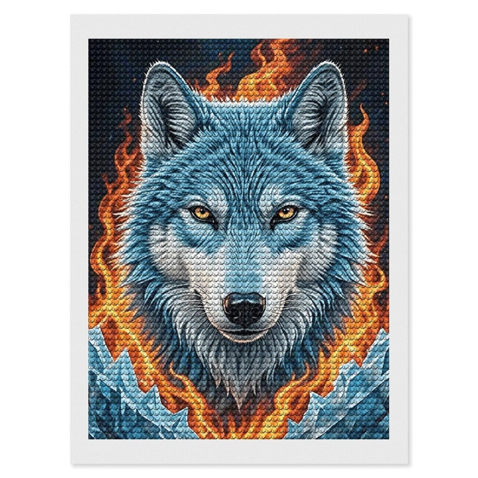 FodPand Wolf 5D Diamond Painting Kits for Adults Beginners Full Drill Round Diamond Dots Pictures Gem Art Supplies for Home Wall Room Decoration DIY Craft Set Gift 12x16
