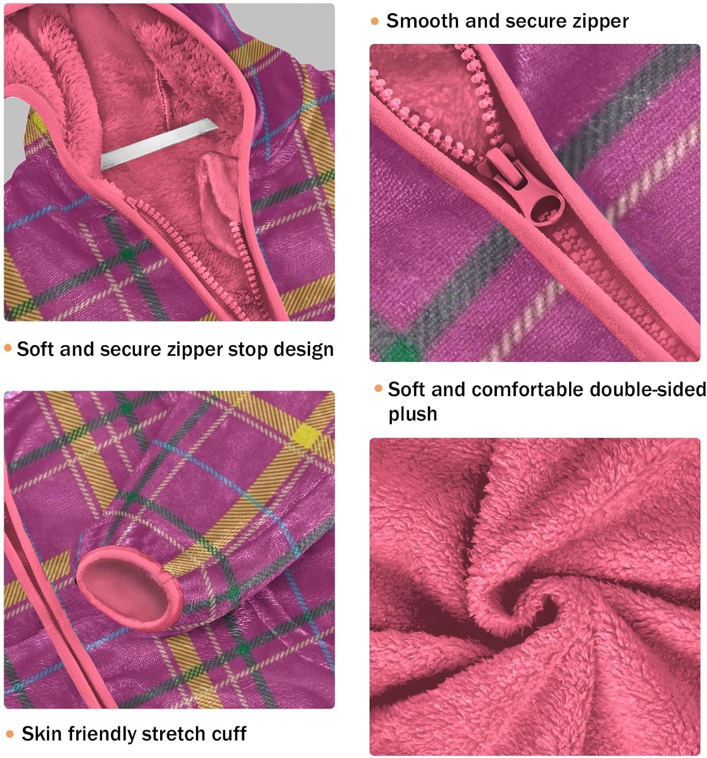 GuoChe Buffalo Plaid Scotland Purple Boys Fleece Jacket