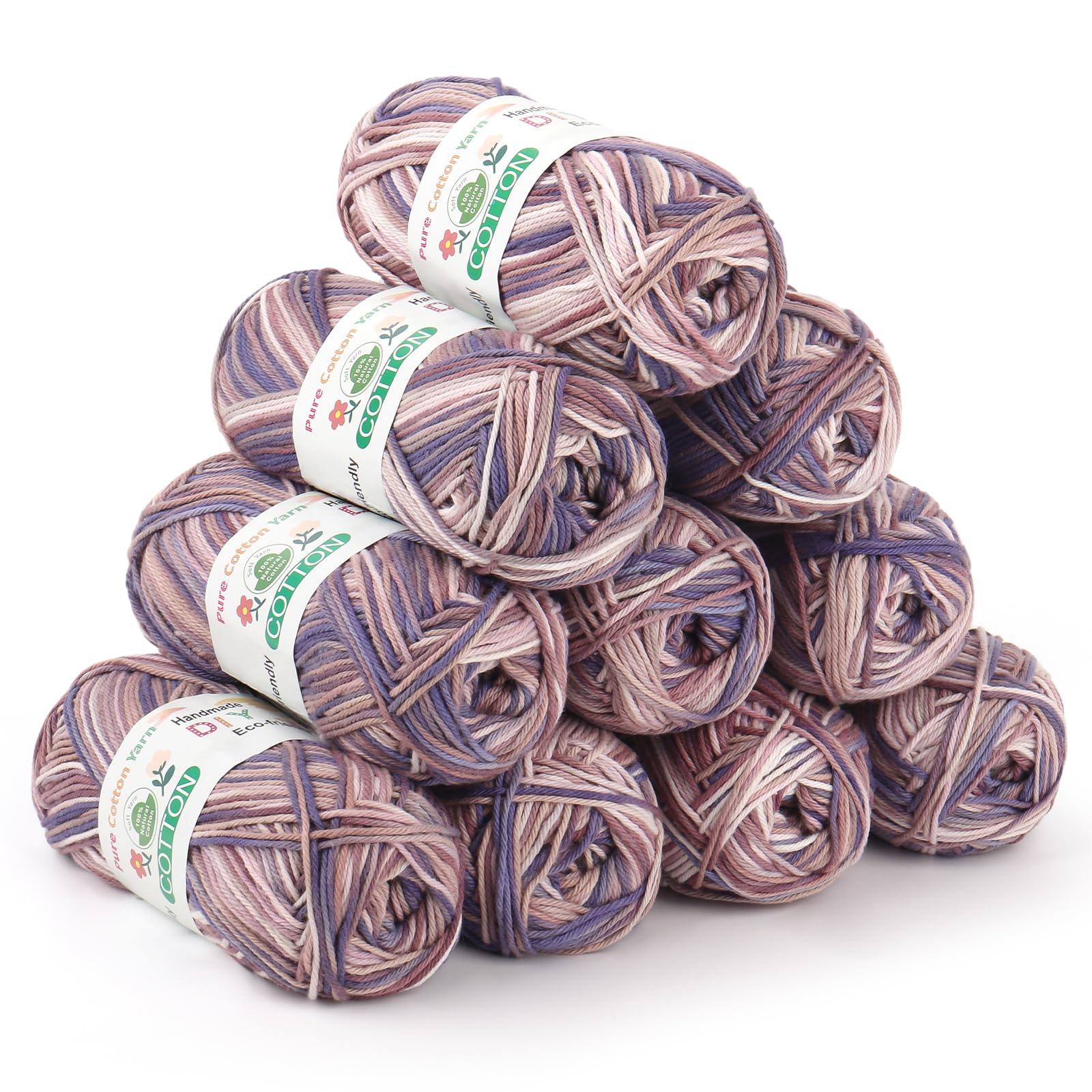 Coopay 10 motków wełny szydełkowej, 100% bawełna do robienia na drutach, 50 g, miękka przędza do szydełkowania, przędza bawełniana dla niemowląt, do swetrów, skarpet, koców dla niemowląt