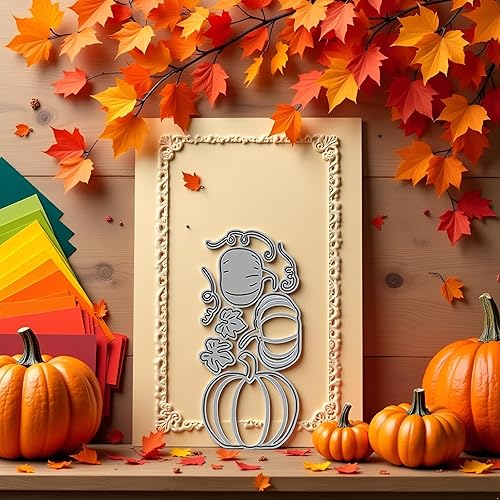 Miniatura 6 de Troqueles de corte de marco de calabaza para hacer tarjetas, borde de encaje, plantillas de corte de calabaza para álbumes de recortes, álbum de