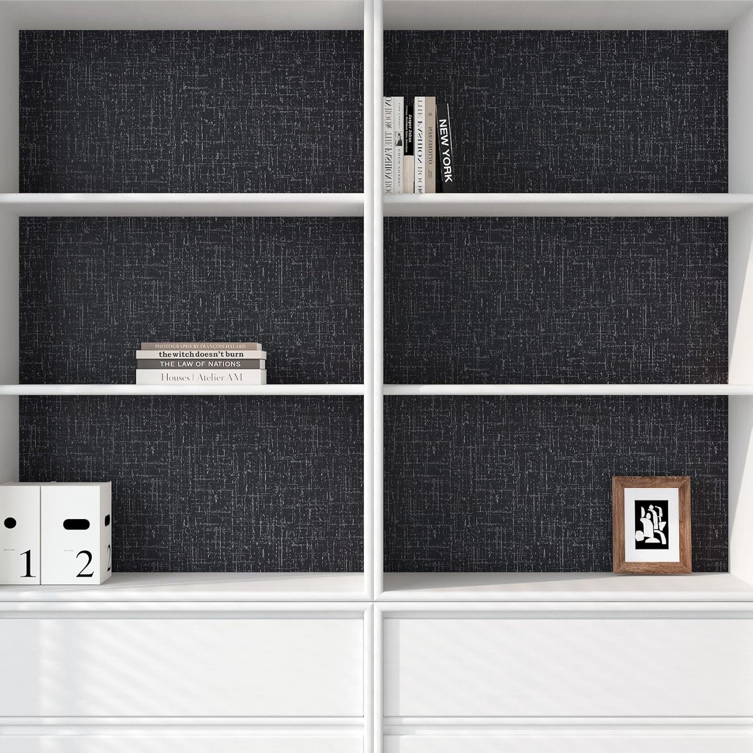 Decotalk 30"x120" Black Peel and Stick Wallpaper Grunge Stripes Abstract Wallpaper for Bedroom Wall Black Abstract Wall Paper Removable Grunge Lines Geometric Contact Paper for Cabinets and Drawers