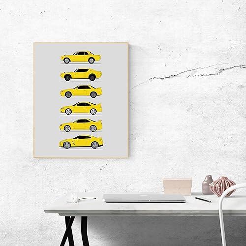 Miniatura 66 de Handmade Poster compatible with Nissan Skyline GT-R Print of Nissan Skyline GTR (KPGC10, KPGC110, R32, R33, R34, R35) - Red, 11x14" Metallic Print