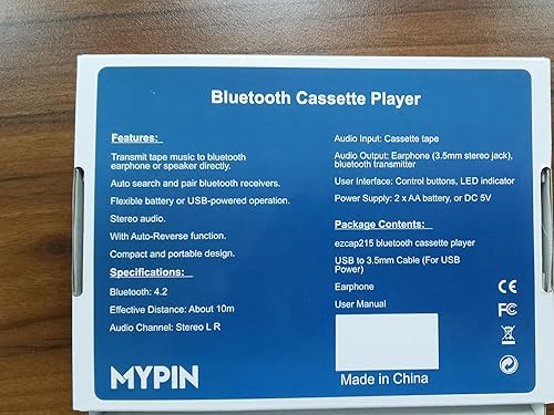 Miniatura 10 de Reproductor de cassette Bluetooth con auriculares, reproductor de cinta Bluetooth salida a auricularesaltavoz, Walkman portátil cassette reproductor