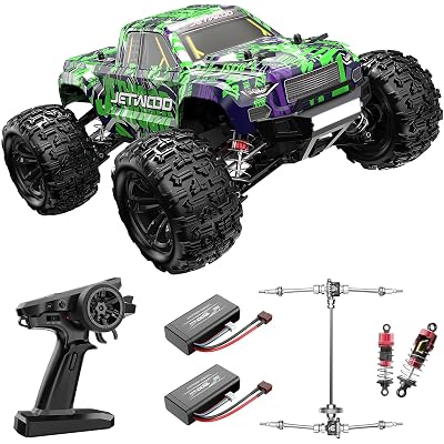 Jetwood 1/16 RC Car for Boys and Adults, 38kph 4WD Ready to Run Hobby RC Truck with 2 Batteries, Off Road Remote Control Monster Truck Gifts for Kids, JC16W