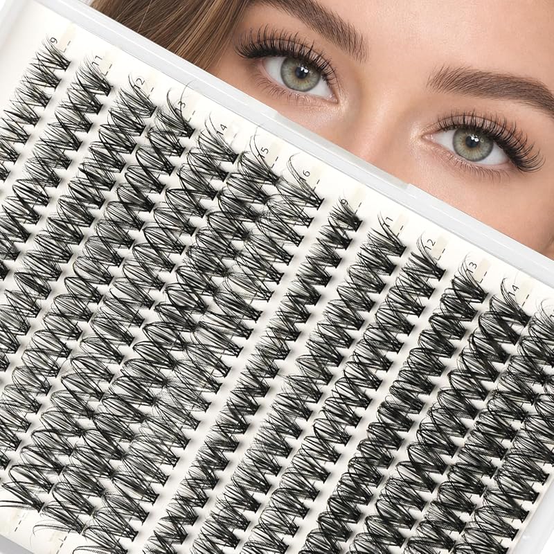 Cílios postiços em tufos Felmynor Cat Eye, curvatura D, 9–16 mm, 280 unidades
