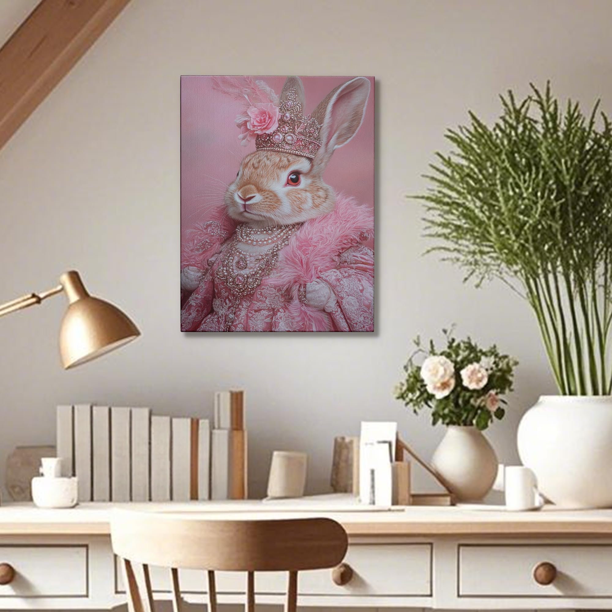 Amazon.com: Elegant Bunny Wall Art, Peach Rabbit Portrait Canvas