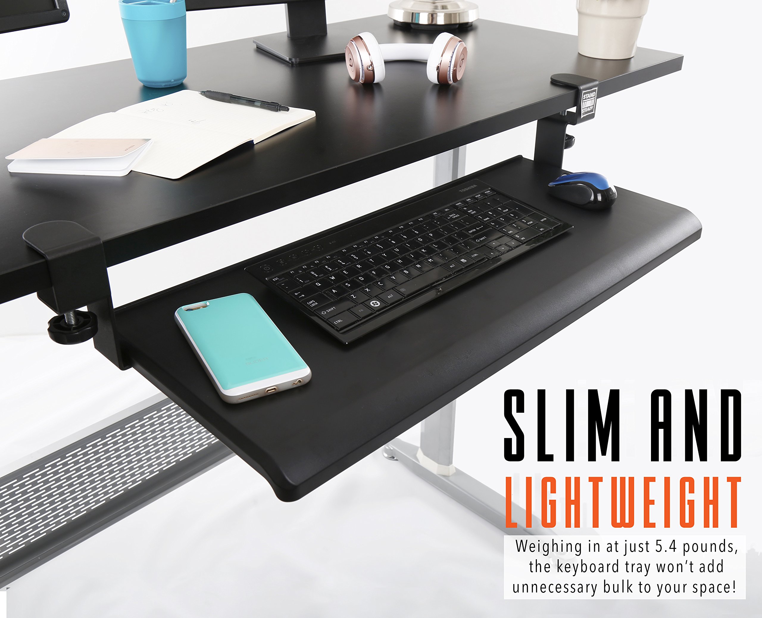Stand Steady Easy ClampOn Keyboard Tray Extra Large Size No Need