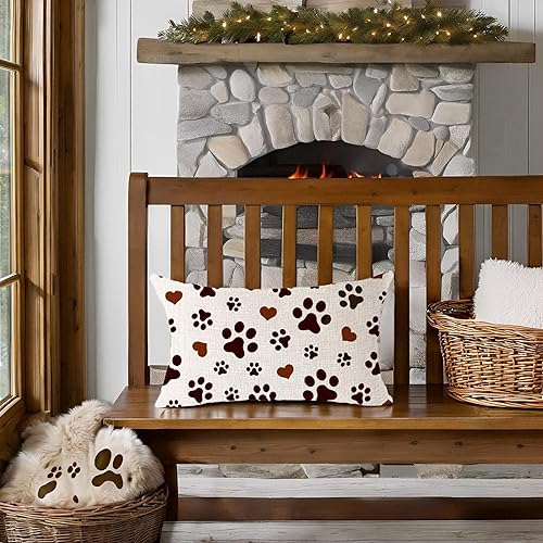 Miniatura 4 de Funda de almohada decorativa con estampado de patas, el mejor regalo para mascotas, perros, lindos animales, lumbar, de algodón, lino, para sofá,