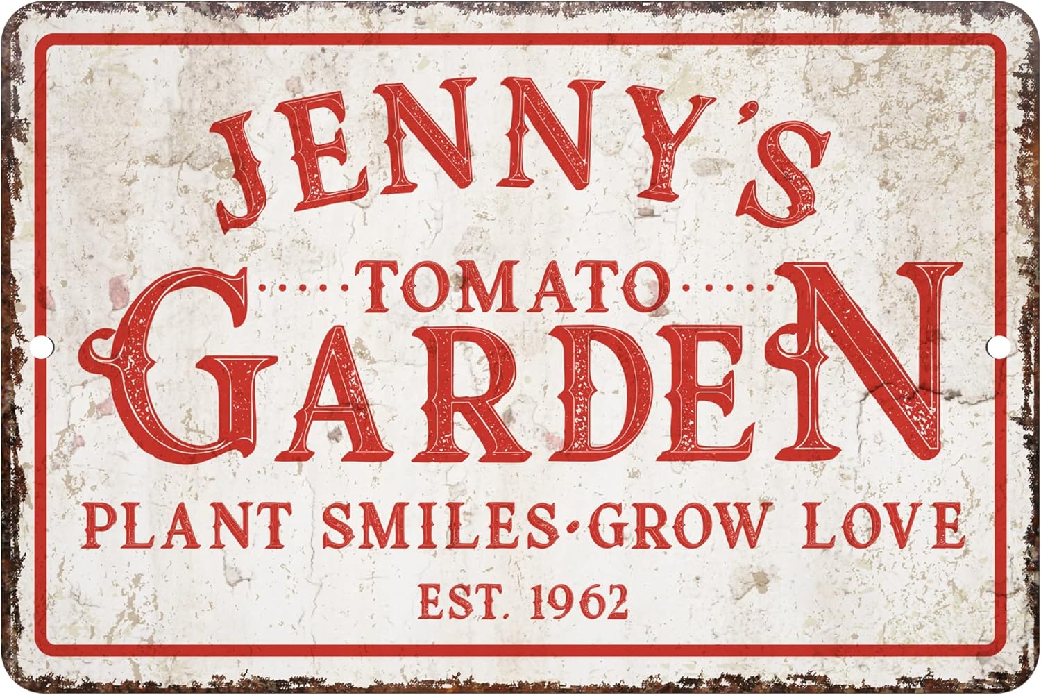 Pattern Pop Personalized Vintage Distressed Look Tomato Garden Metal Room Sign (12x18 Inches)