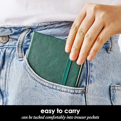 Miniatura 38 de Cuaderno pequeño de cuero con bolígrafo para escribir mujeres, con bolsillo pequeño, minibloc de notas forrado para viajes y trabajo, cuaderno de 3
