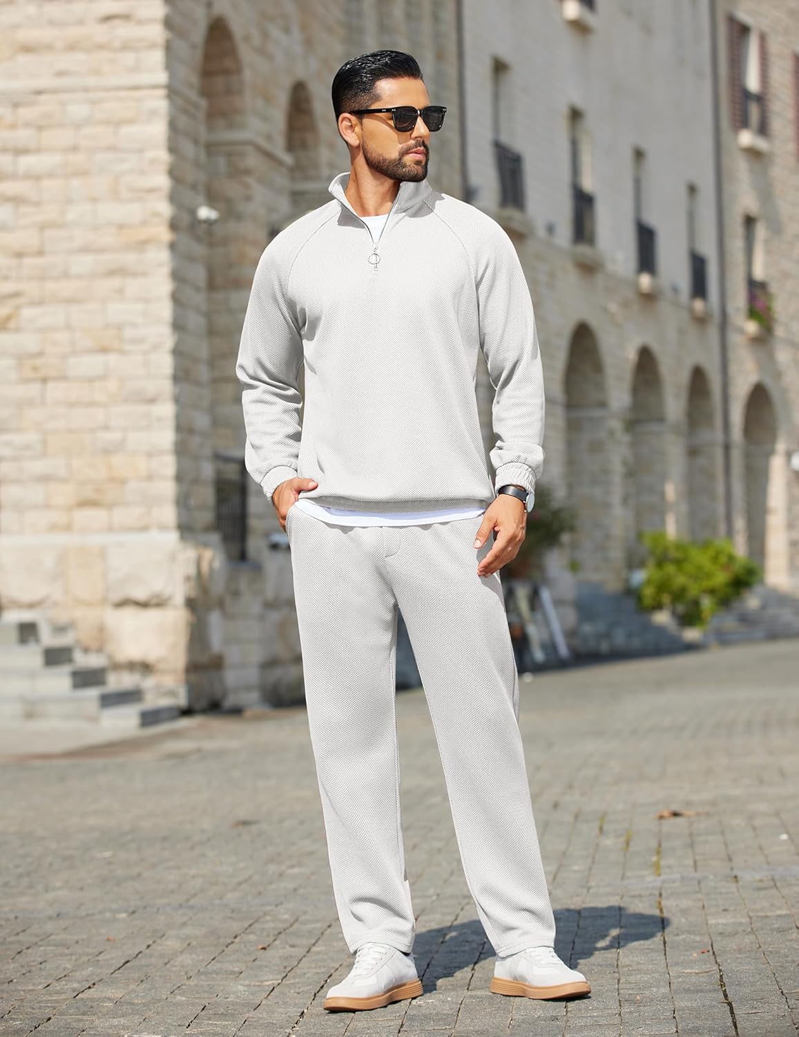 COOFANDY Men's Tracksuit 2 Piece Relaxed Fit Half-zip Sweatsuits Athletic Running Jogging Suit Sets - Image 3