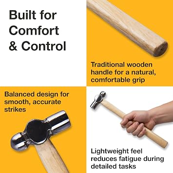 Amtech – Engineers Hammer (Ball Pein Hammer) for Metalworking, Riveting and Workshop Tasks (4oz (115g))