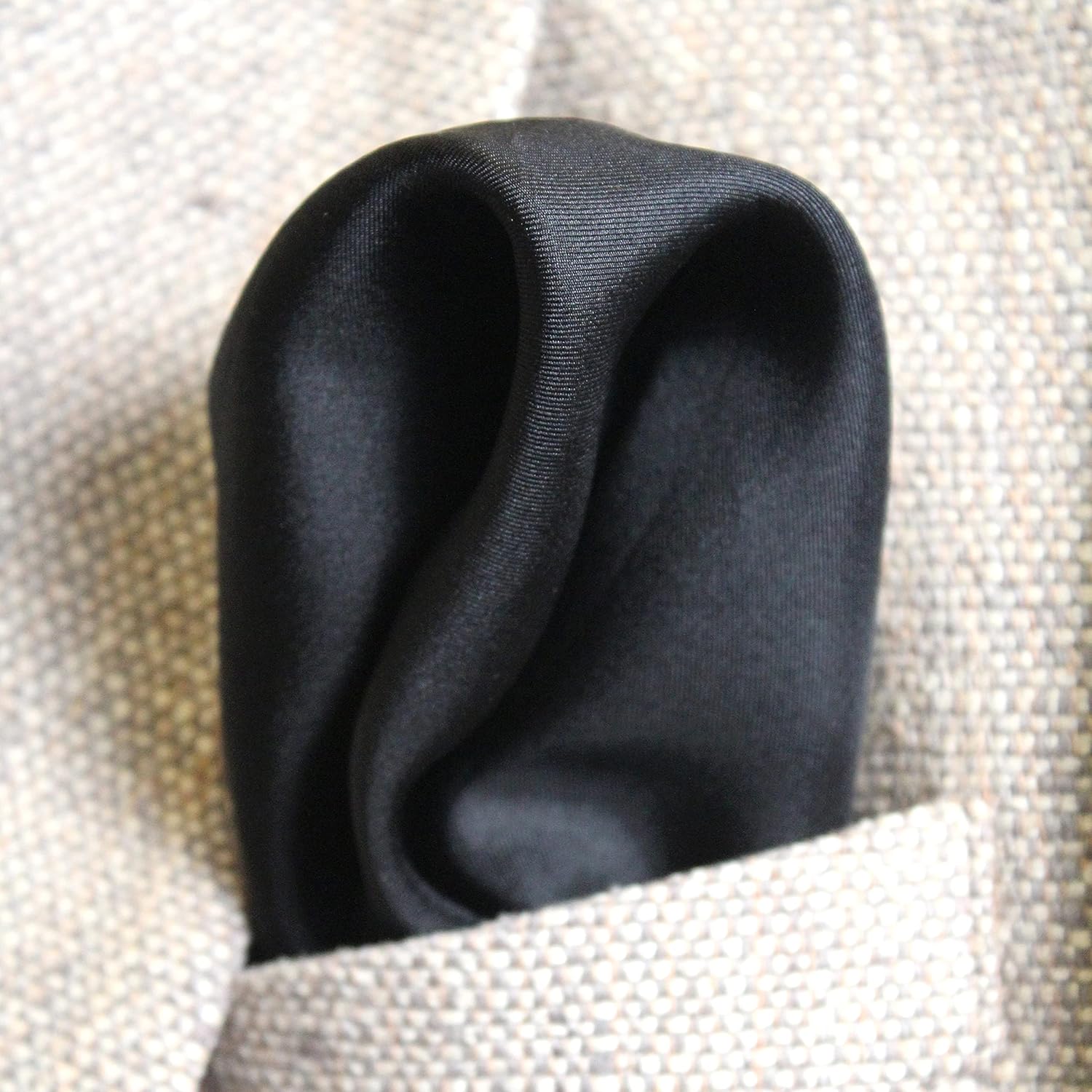 Royal Silk Fine Black Silk Twill Pocket Square 100% Silk - Full-Sized 17"x17" - Image 4