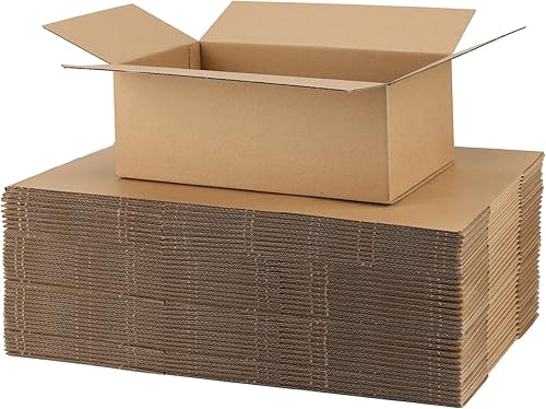 Miniatura 40 de CRUGLA Cajas de envío de 9 x 6 x 4 para pequeñas empresas, caja de embalaje de cartón corrugado, 25 paquetes Marrón,Blanco