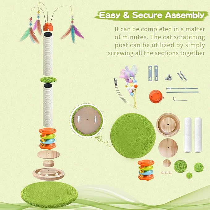 Rascador para Gatos Árbol 40 pulgadas 4 niveles con juguetes miniatura 7