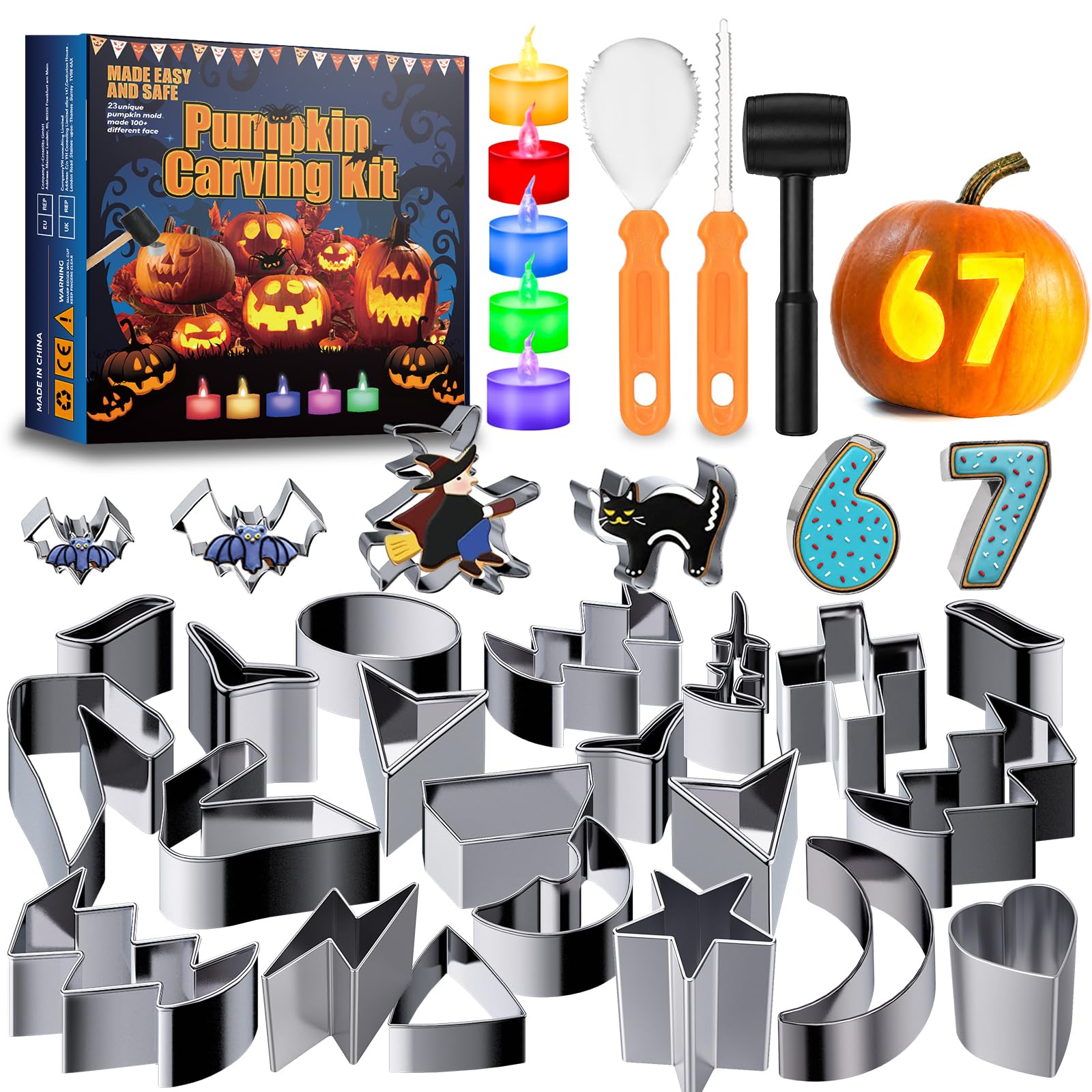 31Pcs Pumpkin Carving Kit for Kids, Pumpkin Carving Tools Stencils