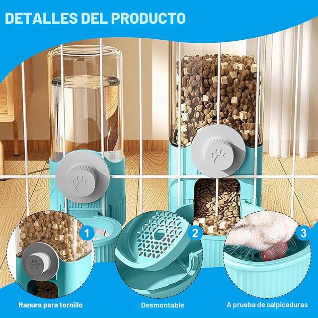 Foto 3 de 7 de Botella de agua para conejos, 2 piezas dispensador de agua para conejos 520ml, botella de agua para conejos