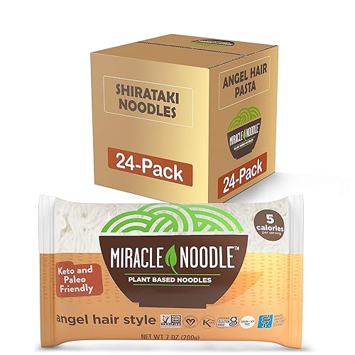 Miracle fideos Angel Hair Pasta - Fideos Shirataki a base de plantas ceto vegano sin gluten baja en calorías baja en carbohidratos paleo sin soja