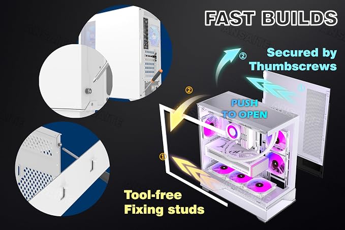 Gabinete para PC Mid-Tower ANSAITE G8 Blanco con 6 Fans ARGB miniatura 8