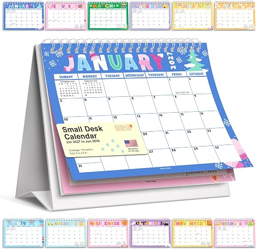 Small Desk Calendar 2027 Standing Flip - 2027 Desk Calendar Small