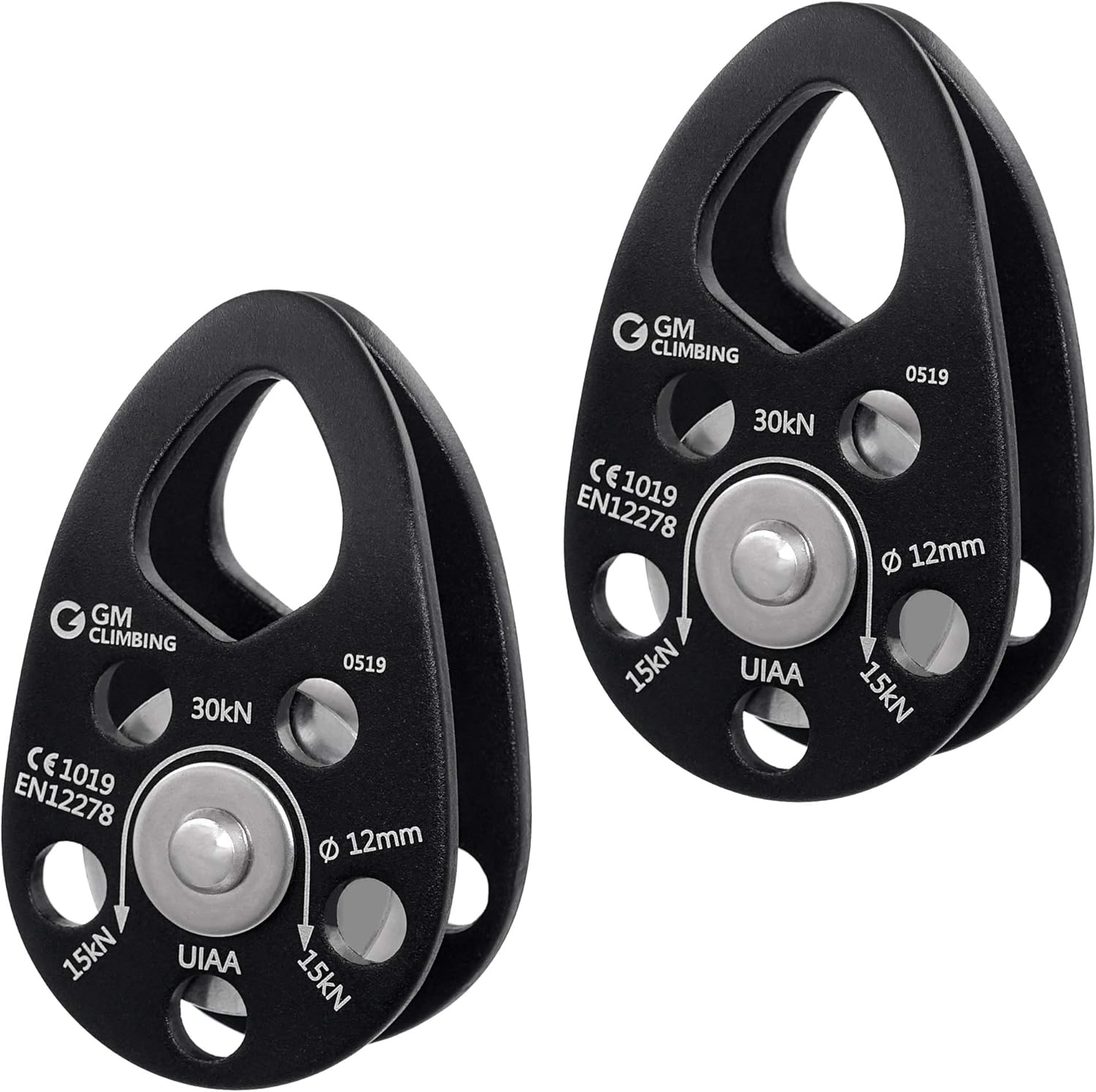 GM CLIMBING UIAA Certified 30kN Swing Cheek Micro Pulley CE General Purpose (Black, Pack of 2) : Sports & Outdoors