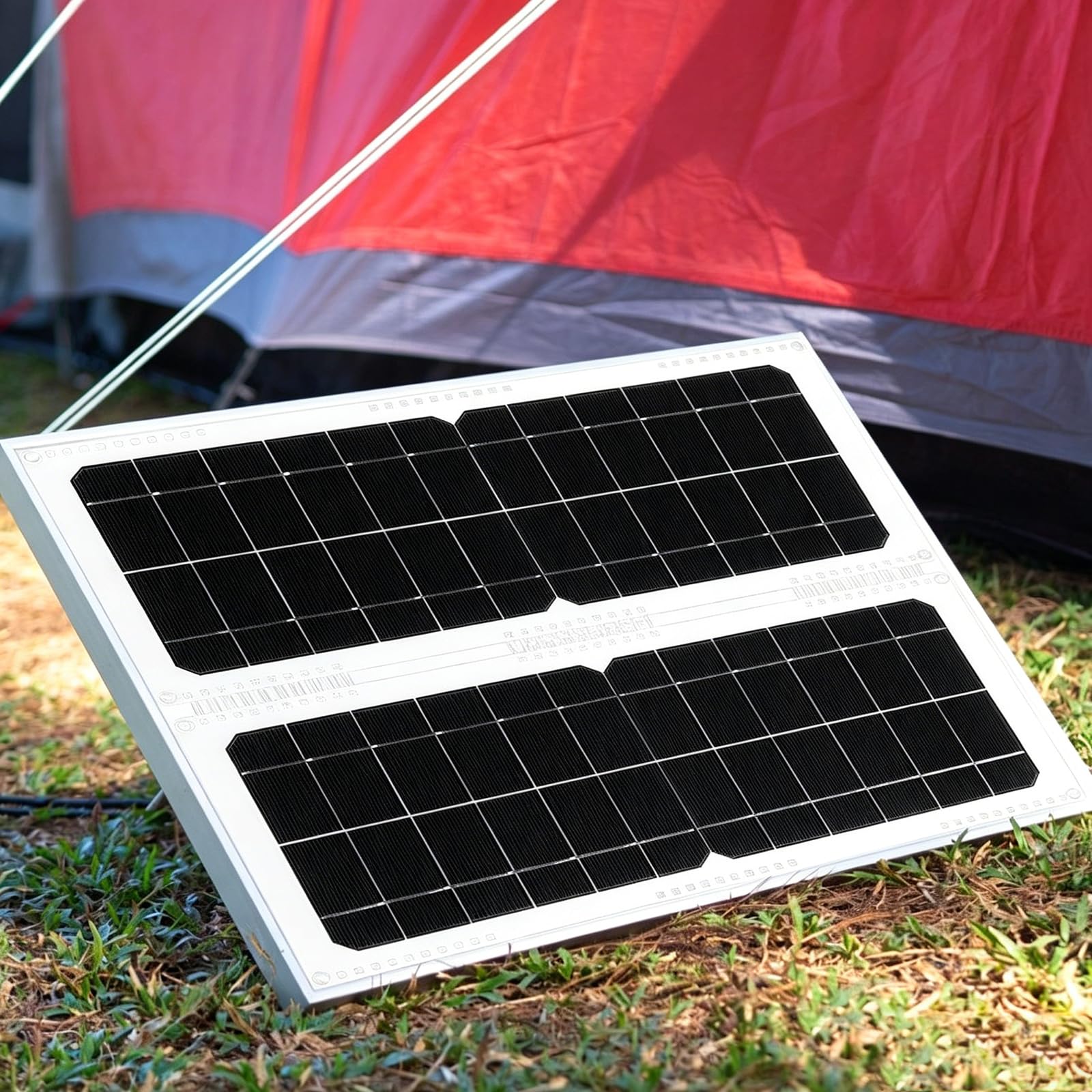 Panneau Solaire éTanche, Haut Rendement Conversion, Chargeur Solaire Pliable Et Portable En Polycristallin avec ContrôLeur Et Accessoires pour Camping-Cars Bateaux Remorques Caravanes,Black