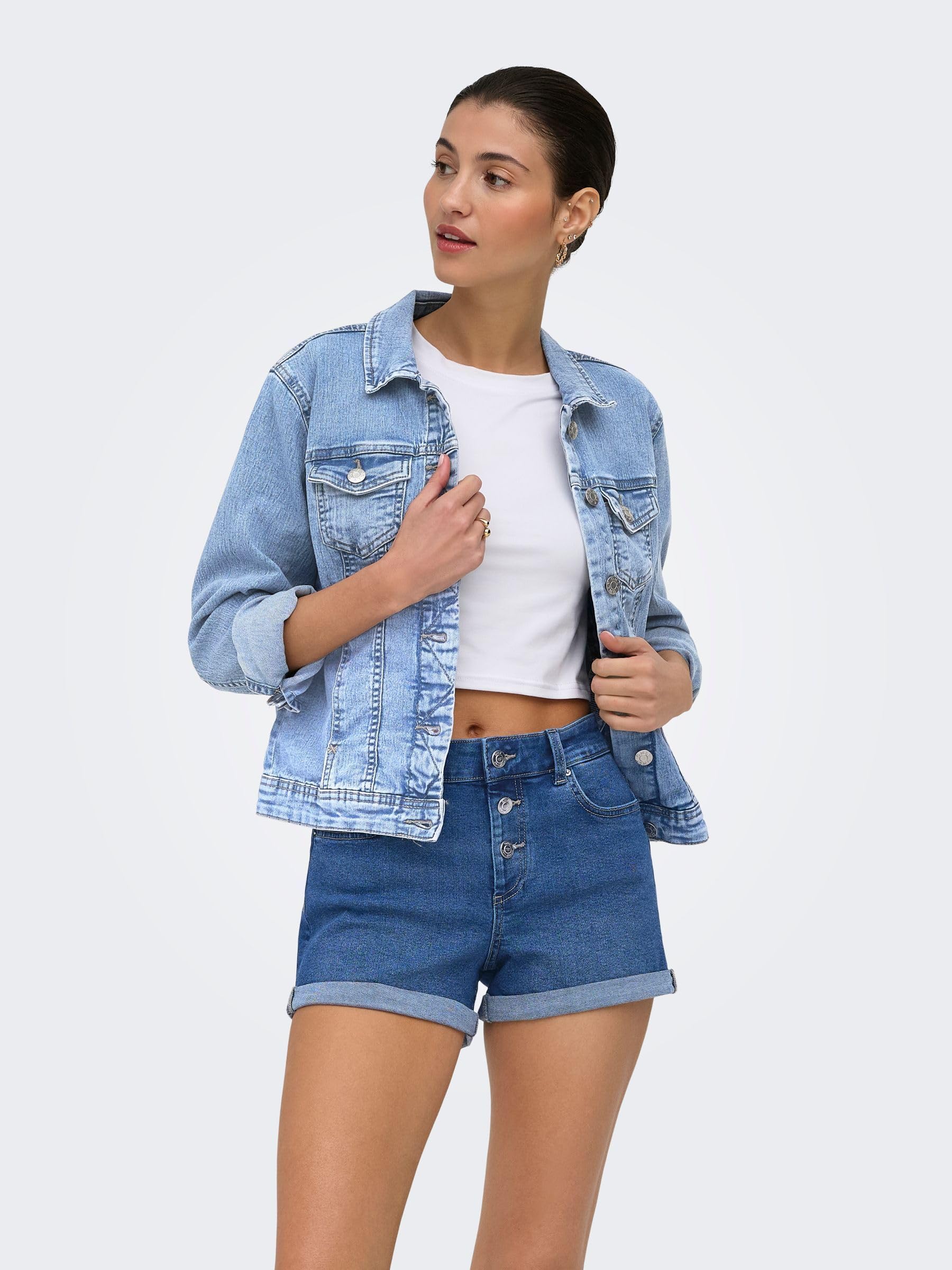 ONLY Onltia Dnm Jacket Col Pimbox Noos Giacchetto denim Donna