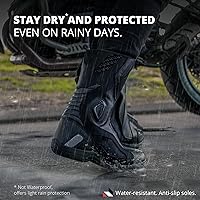 Vista 6 de KRONOX Botas de motocicleta blindadas para hombres y mujeres, botas de equitación de ajuste cómodo con cremallera, suela antideslizante,