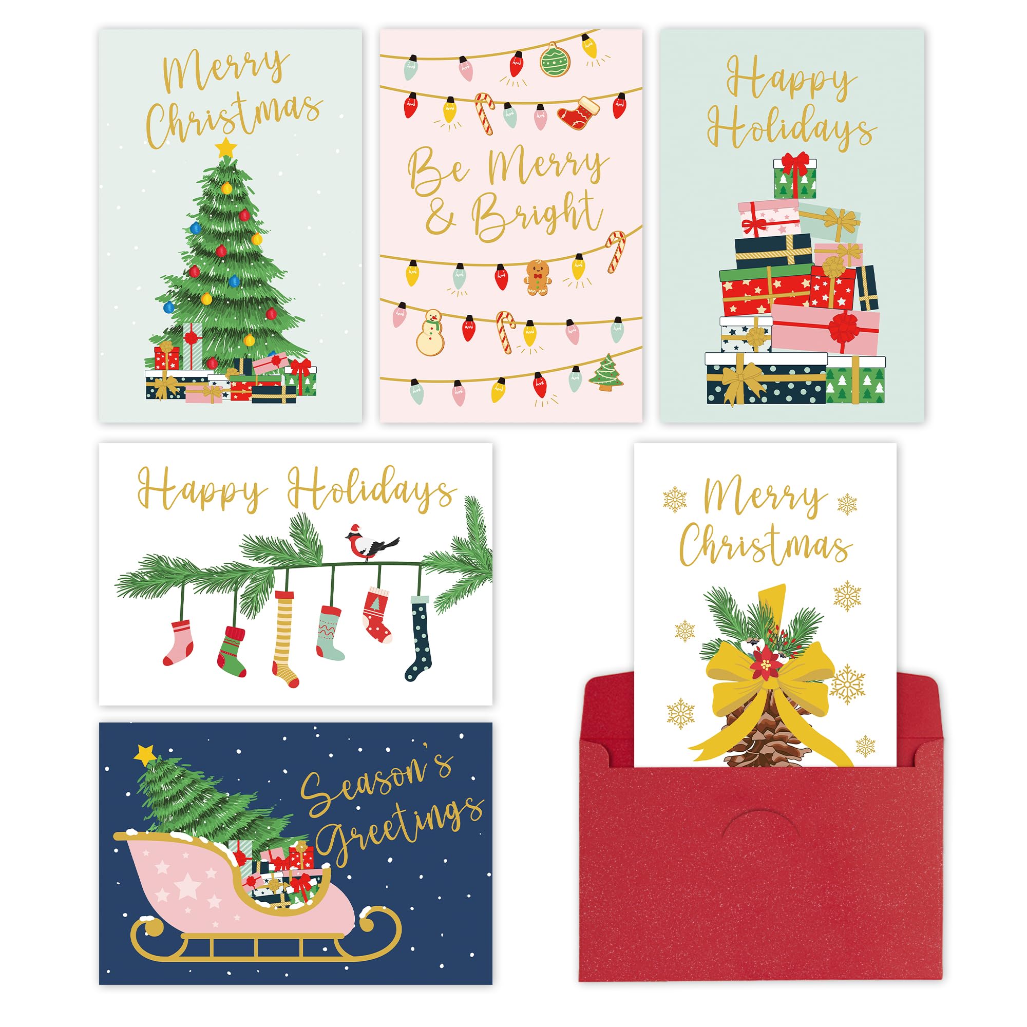 Postales Decoración 24 Tarjetas De Navidad Con Sobres - Diseños únicos Para  Felicitar A Familiares Y Amigos Sobres Felicitación, image size:2000x2000