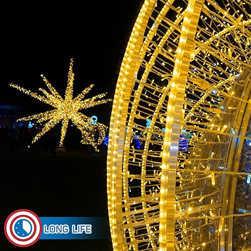 Miniatura 4 de Russell Decor Tira de luces decorativas para fiestas, bodas, árboles, patio trasero, terraza, flexible, impermeable, suave, amarillo cálido, 2800 K