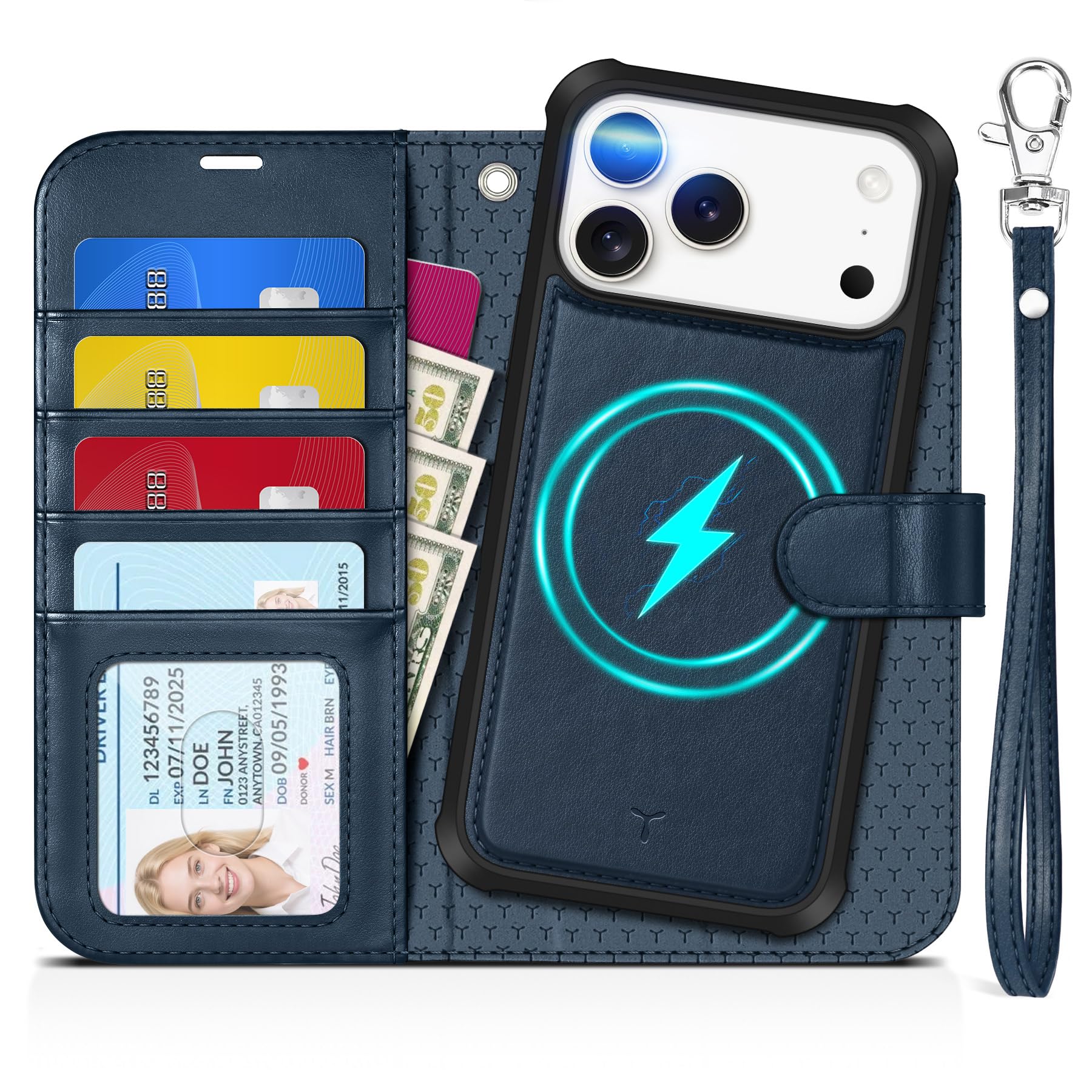 Coque iPhone 17 Pro Max anticolloque avec blocage RFID et rabat aimanté - 7