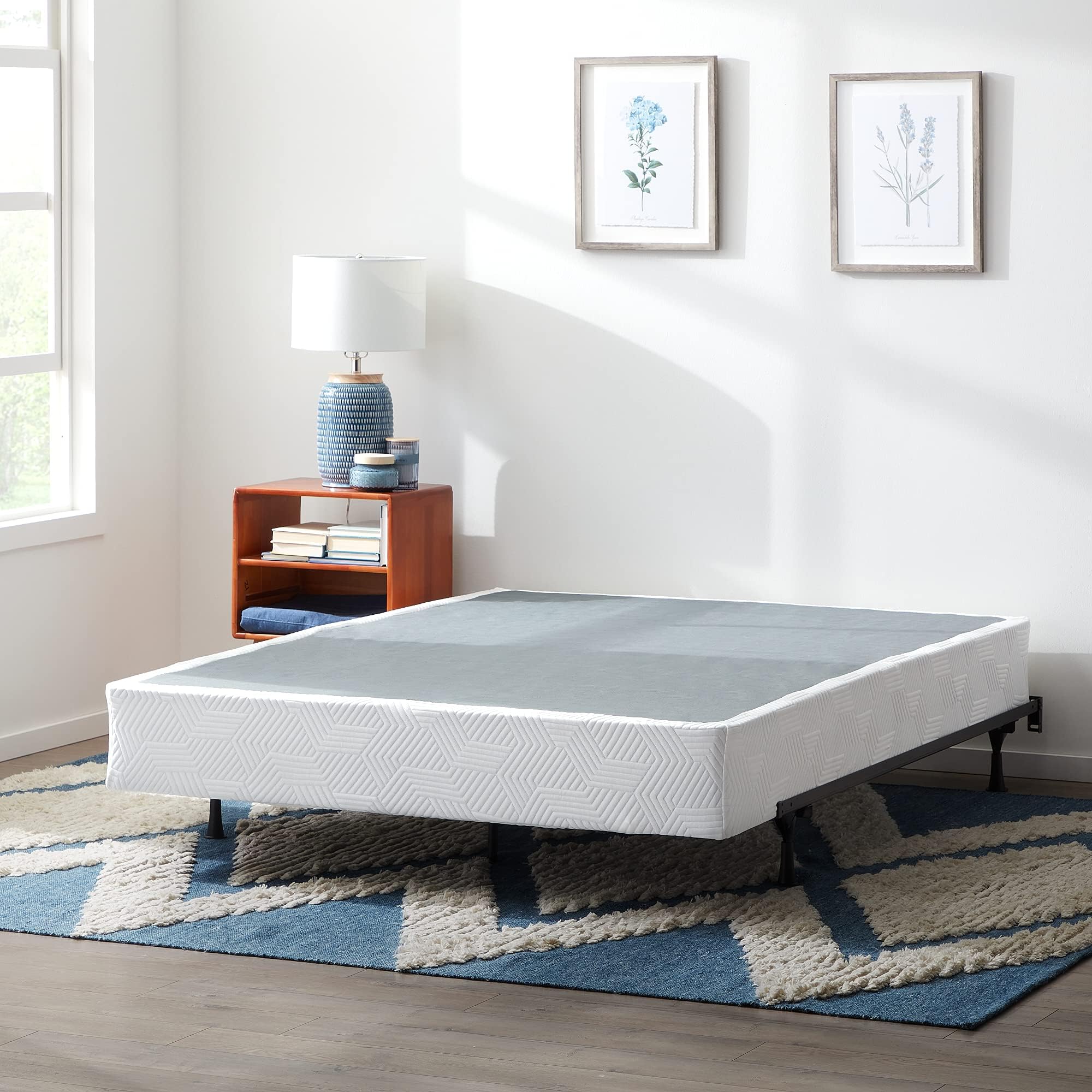 Lucid High-Profile Foldable 9 Inch Steel California King Box Spring Foundation with Center Support Bolts; Cover-Included