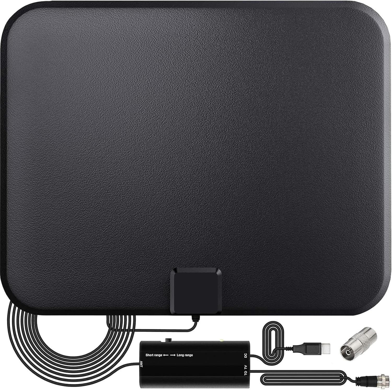 Indoor TV Antenna for Smart TV, Supports 4K 1080p with Signal Booster, 18FT Coax HDTV Cable, Black