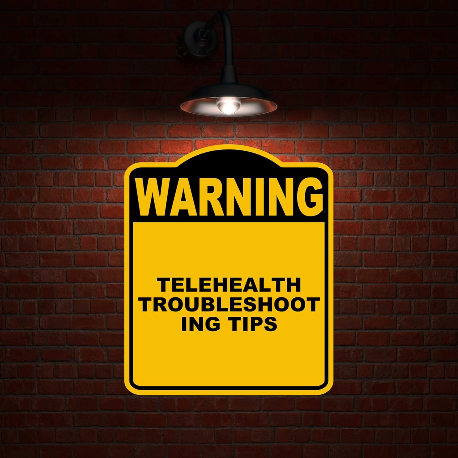 TELEHEALTH TROUBLESHOOTING TIPS Warning Yellow Black Aluminum Composite Sign 20 x 24 inches