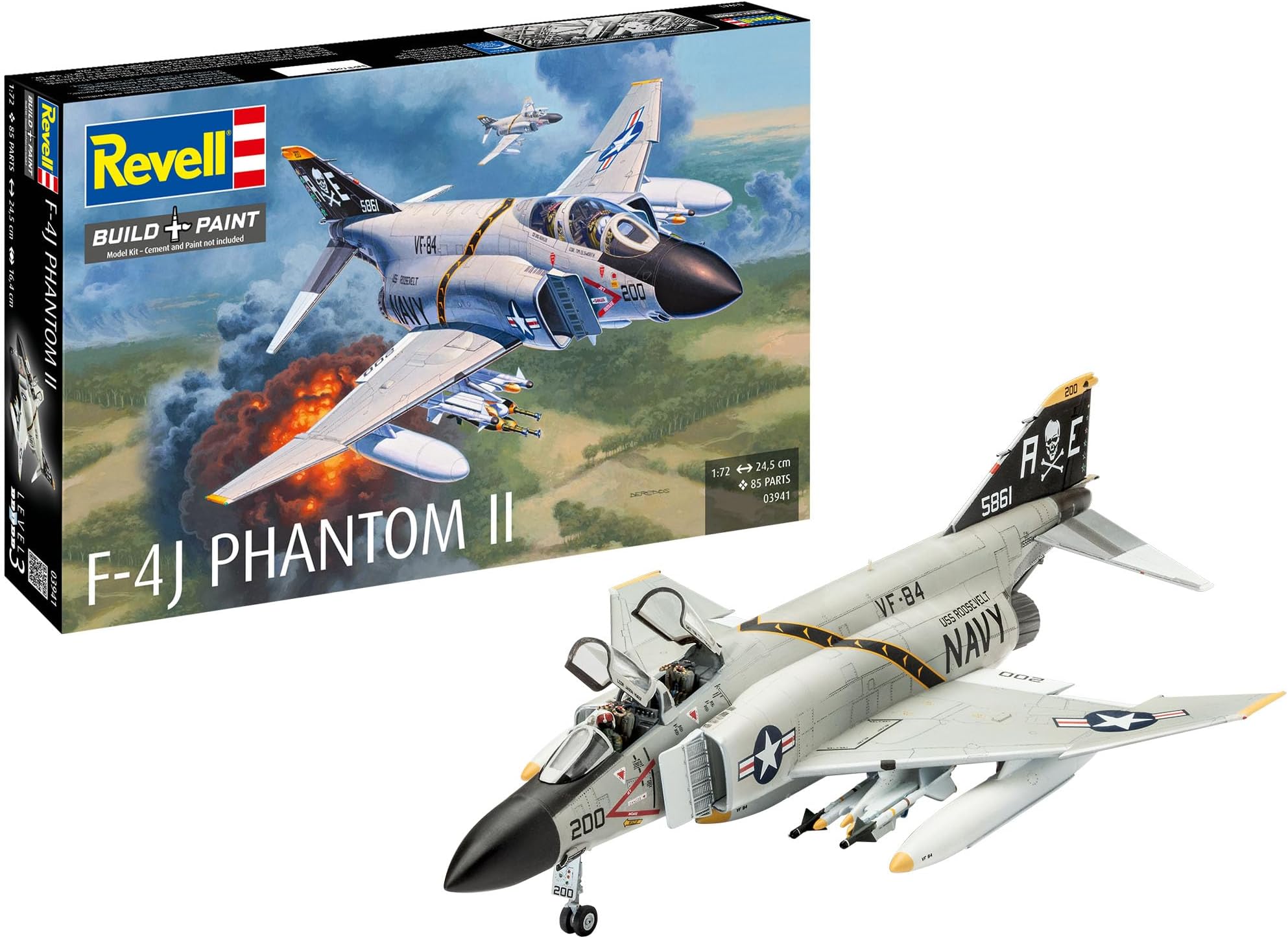 Revell 03941 F-4J Phantom II 1:72 Scale Unbuilt/Unpainted Plastic Model Kit