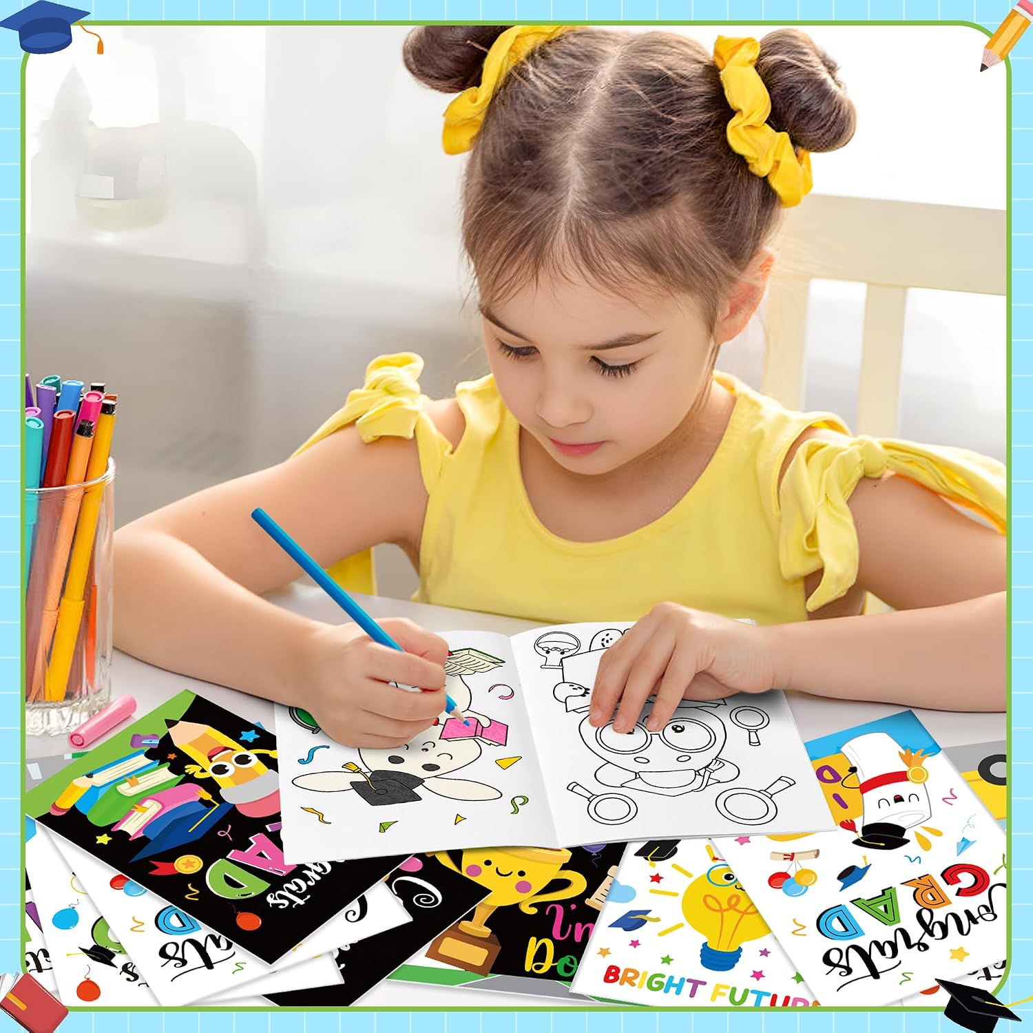 Bulk Graduation Coloring Books - 48 Pcs Kindergarten Graduate Mini DIY Books for Kid Preschool Congrats Grad Coloring Booklet for School Grad Ceremony Party Favor School Classroom Gift Goodies Stuffer