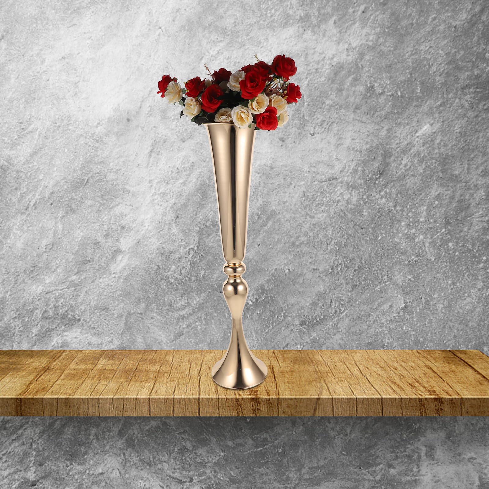 FOMIYES Vaso Centrotavola in Metallo a Forma di Tromba per Decorazioni Tavoli Matrimonio e Feste, Elegante e Resistente per Allestimenti e Composizioni Floreali