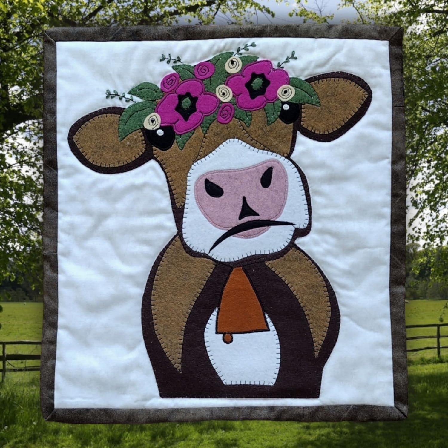 Rachel's Of Greenfield Brown Cow Beginner Quilting Kit, Precut Quilt Kit, Quilt Kits with Fabric, Finished Size 13 x 15, Instructions and Materials Included in Kit