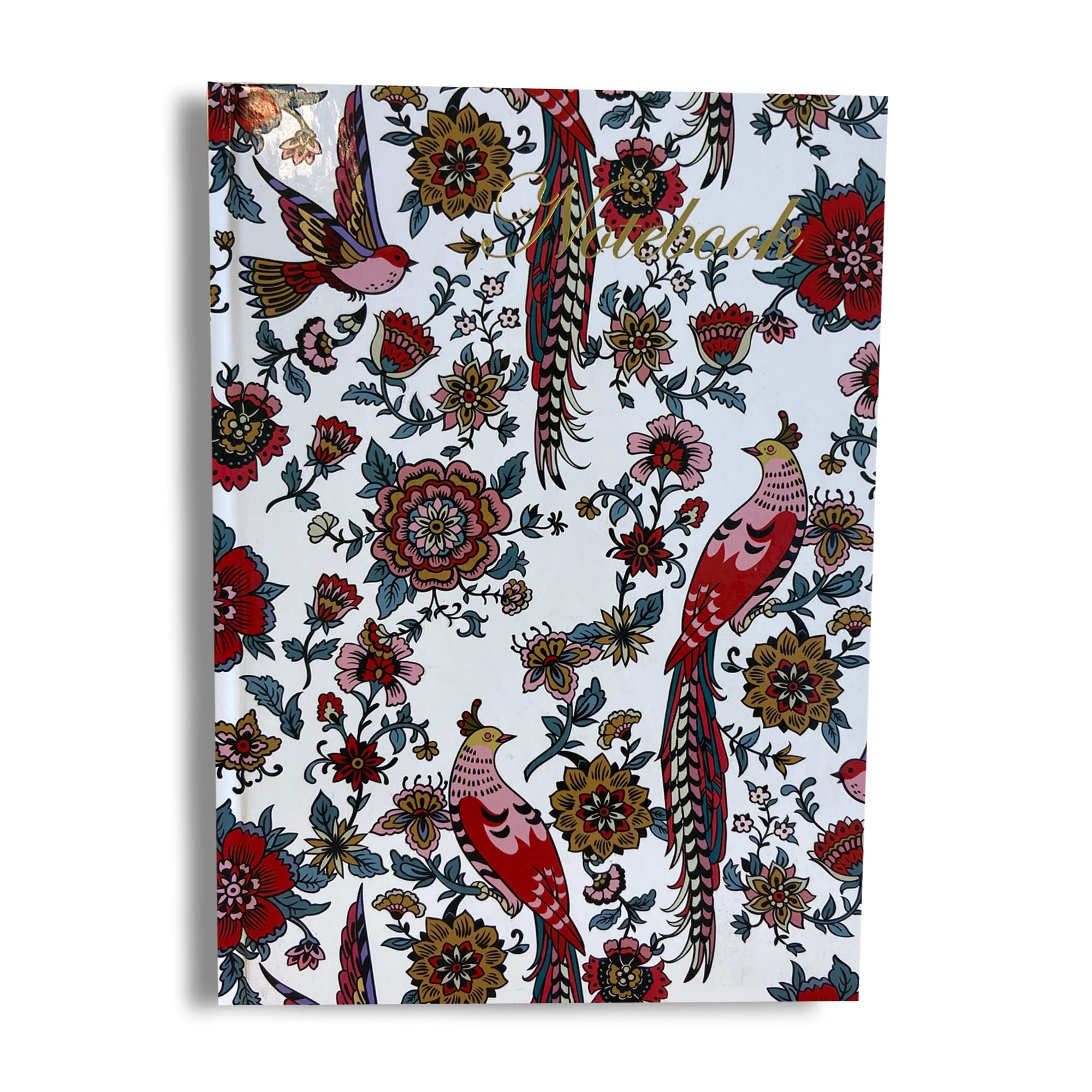 Maturi A5 Hardback Notebook, Enchanted Flowers Design with Gold Foil Detailing and Gloss Finish, White