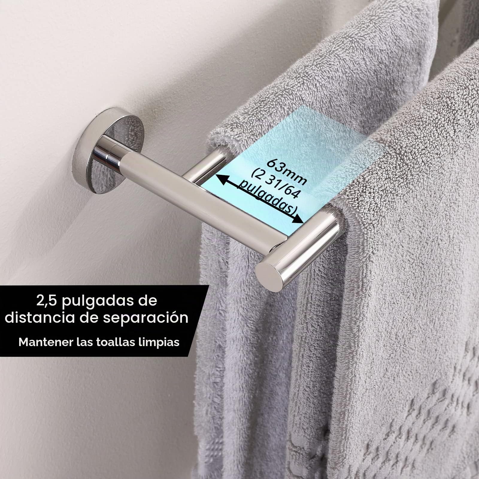 KES Toalleros Dobles de Baño Toalleros de Baño con 2 Barras Pared 60cm Toallero Acero Inoxidable SUS304 Acabado Pulido, A2001S60